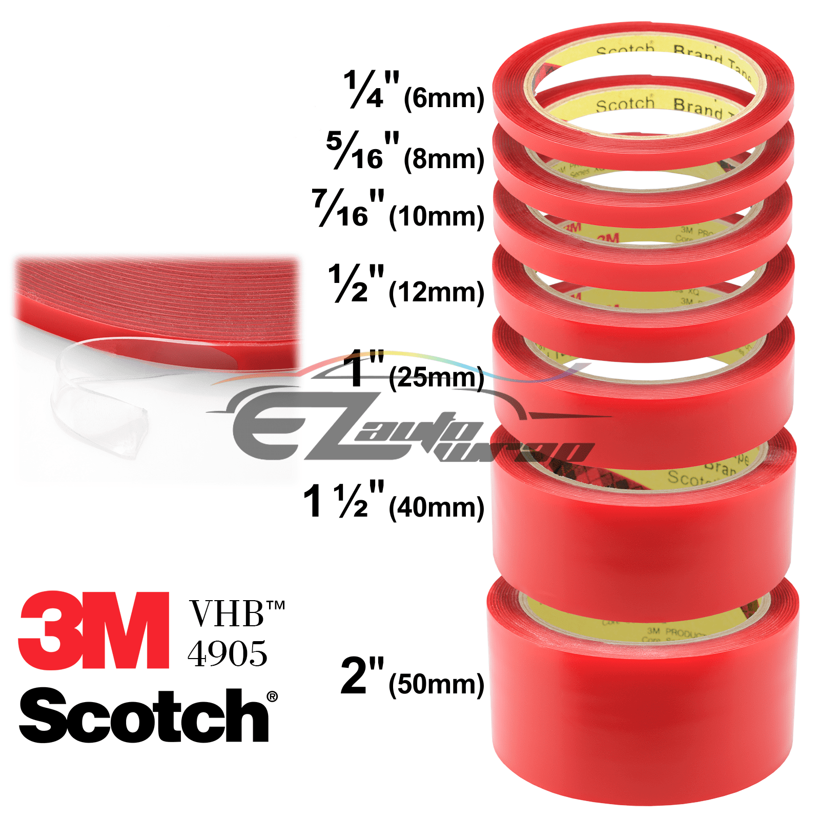 Genuine 3M VHB #4905 Double-Sided Mounting Foam Tape Automotive Car 40mmx35FT