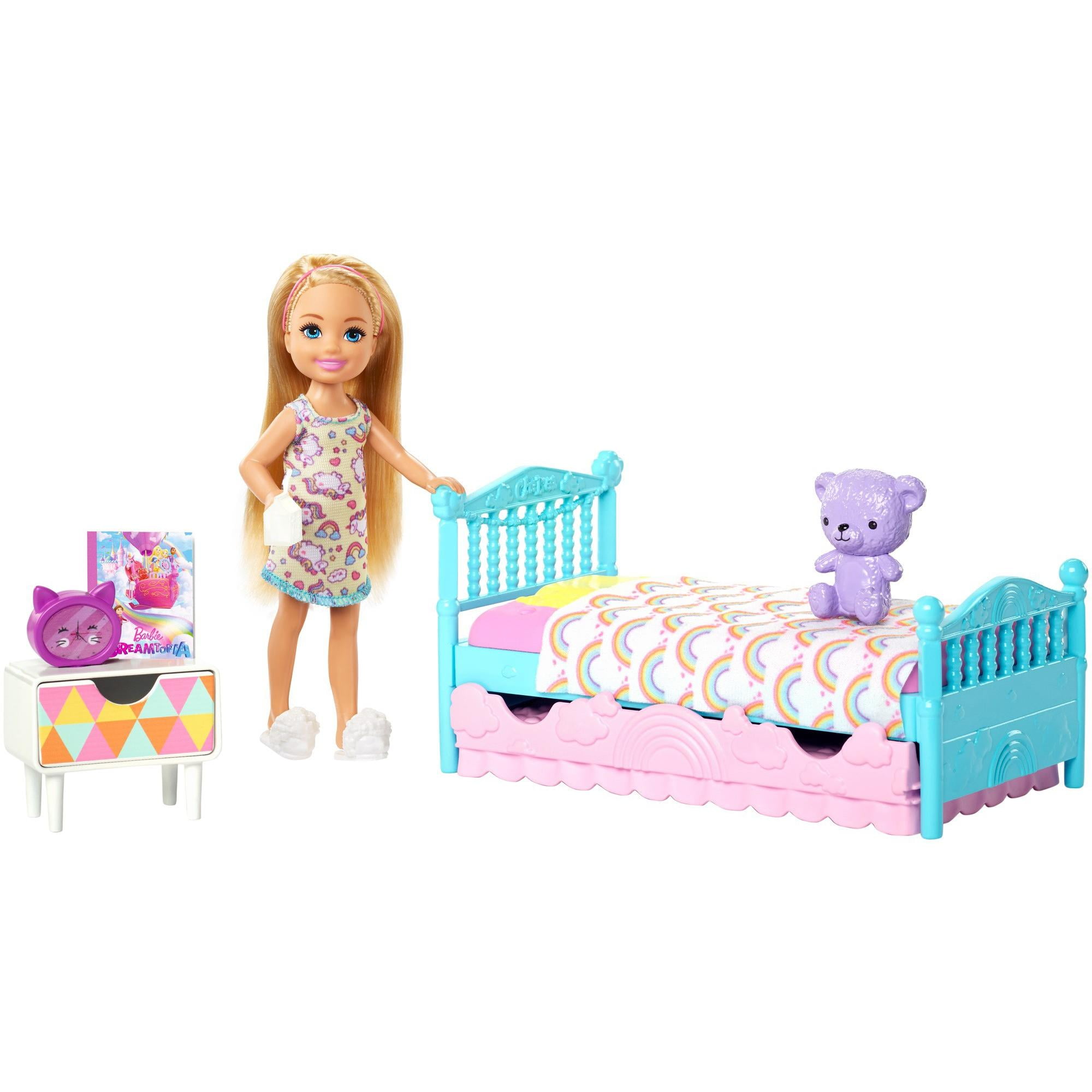 barbie club chelsea bedtime doll & playset