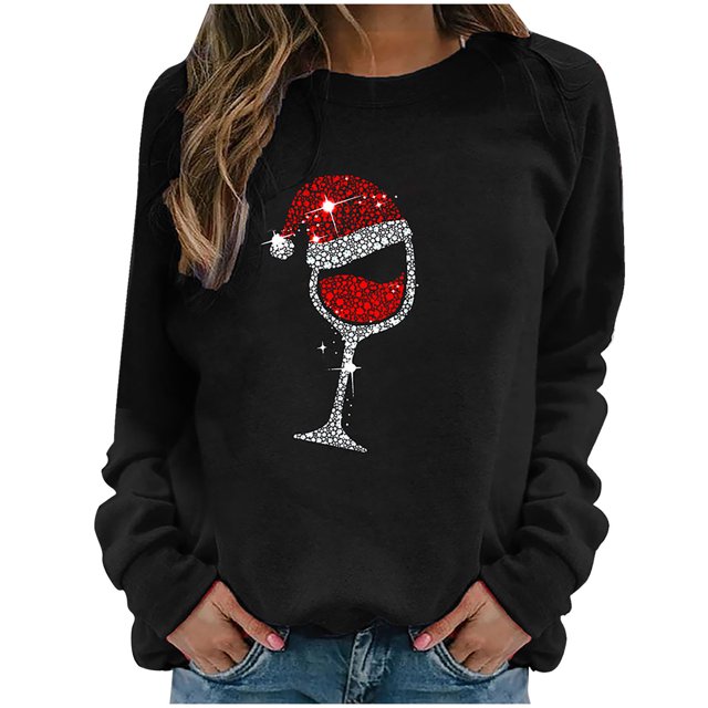 Sudaderas de Cuello Redondo de Navidad Para Mujer Blusa de Manga Larga Estampada Informal de Moda Odeerbi ODB209369