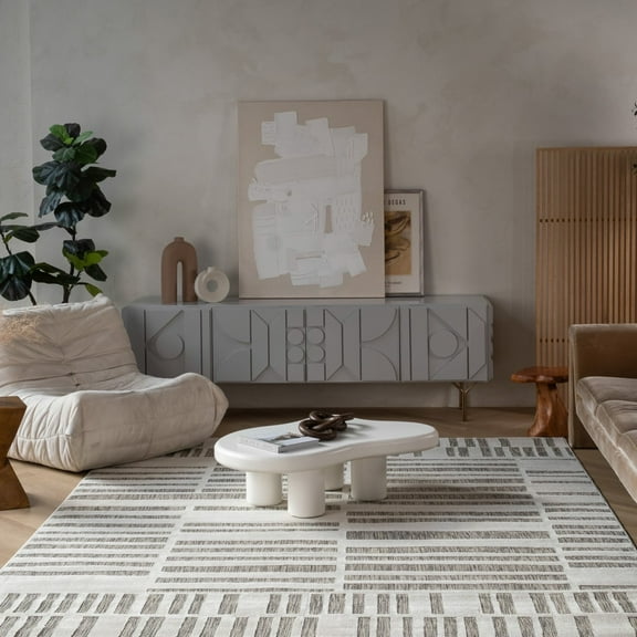 Rug Branch Maise Modern Abstract Indoor Area Rug, Cream Beige - 6'x9'