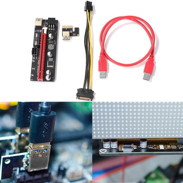 Kuymtek VER009S PCI Express Riser PCIe 1X a 16X Extender SATA Tarjeta adaptadora para GPU