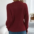 thumbnail image 6 of Fall Sweaters Women Casual Solid Color Hollow Out Long Sleeve Pullover Knitted Sweaters Sweater Red XL, 6 of 6