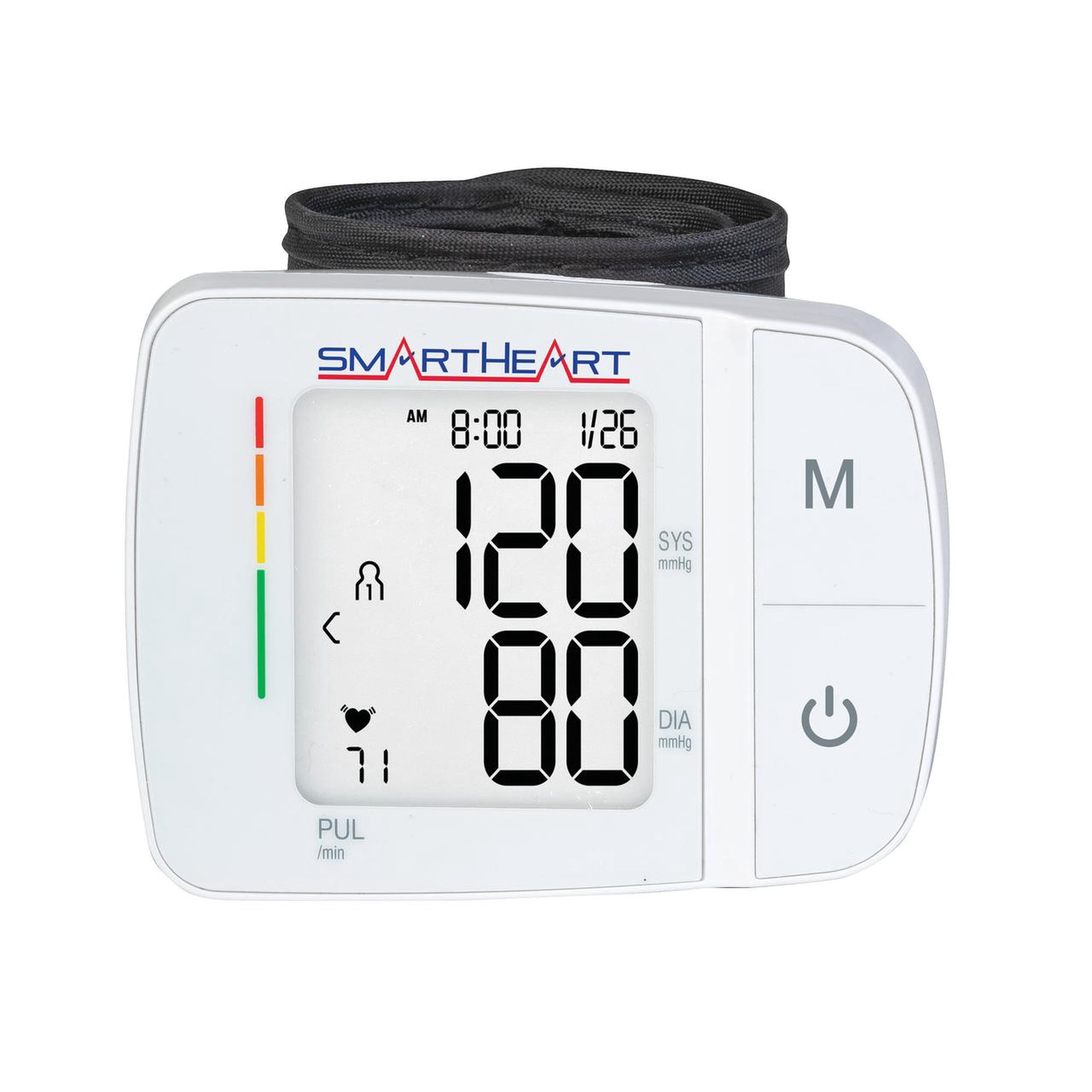 SmartHeart Blood Pressure Monitor | Adult Wrist Cuff | Audible English Spanish Instructions and Results for Visually Impaired | 2-Person Memory