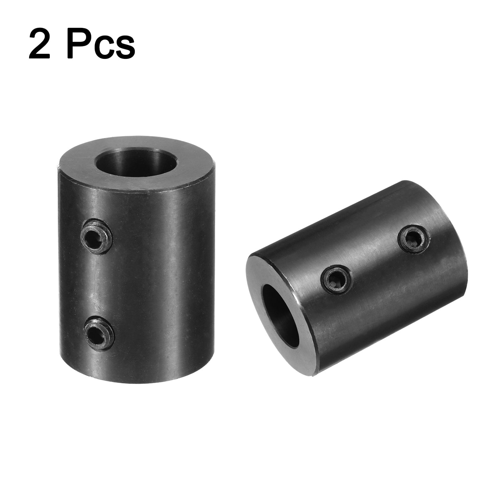 2 Pack Shaft Coupling 3/4" Bore, 1-1/2" OD, 2" Length, Black Oxide Plated Steel Rigid Coupling, (2 Set Screws)