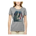 thumbnail image 2 of Howling Wolves into the Night Sky with Stars and Stripes | Womens Animal Lover Graphic T-Shirt, Heather Grey, X-Large, 2 of 3