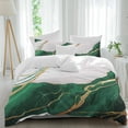 thumbnail image 2 of Green White Marble Bedding 3 Piece Duvet Cover Set Full Size, Nature Marble Crack Yellow Lines Art Soft Microfiber Comforter Cover with Zipper Closure & Pillowcases, FadeResistant Quilt Cover, 2 of 9