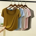 thumbnail image 4 of Camiseta de Manga Corta Mujeres Moda de Verano Yoga Casual Cuello Cuadrado Delantero Hombro Recto Cuello Redondo Superior, 4 of 4