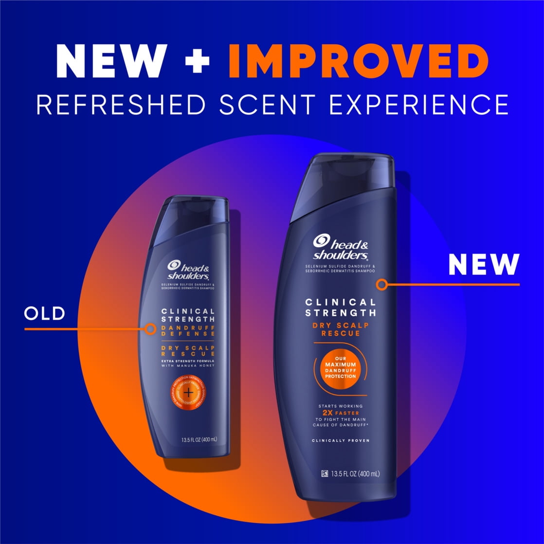 Head Champú para la Caspa y Hombros Clinical Strength, Rescate Del Cuero Cabelludo Seco, 13.5 fl oz