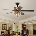 thumbnail image 3 of Ransoe 6-Light Blue Heart Tiffany 5-Blade 52-Inch Matte Black Ceiling Fan, 3 of 5