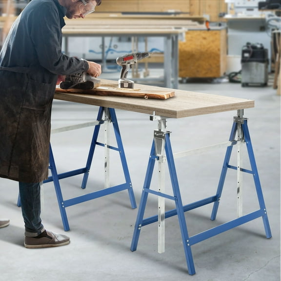 LINJH Durable Heavy Duty Saw Horses Folding Stand 882 LBS Capacity Adjustable Height