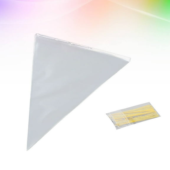 Yuangui 200 Pcs Cellophane Bags OPP Triangle Plastic Bags Cellophane Treat Bags with Cable Ties (13 x 25cm)