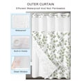 thumbnail image 4 of No Hook Shower Curtain with Snap-in Liner, Green Leaves Waterproof Fabric Bathroom Curtains, Summer Botanical Elegant Farmhouse Bath Curtains & Mesh Top Window Stall 48"x72", 4 of 9