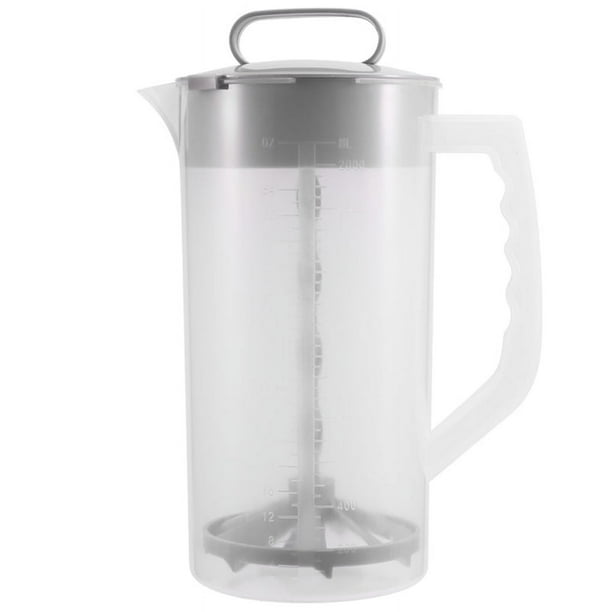 Jarra Mezcladora para Bebidas, Jarra de Agua de Plástico de 2 Cuartos/64 Oz con Tapa, Recipiente para Jugo de Fácil Mezcla, Cuchillas de Plástico en Ángulo