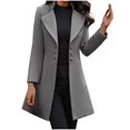 thumbnail image 5 of Tiqkatyck Trench Coat Clearance Women Clothing Women Fashion Long Sleeve Woolen Tops Lapel Solid Color Long Jacket Coat winter coat Grey Grey XL, 5 of 7