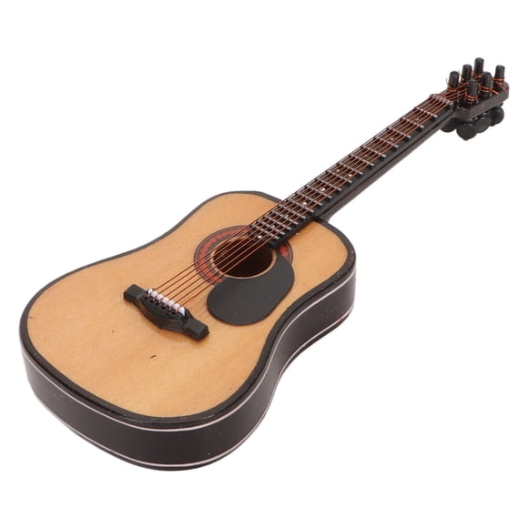 Mini Instrumento Musical, Modelo De Guitarra De Madera En Miniatura, Superficie Revestida Decorativa De Alta Simulación, Multiusos Con Soporte Y Estuche Para Oficina