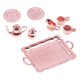 thumbnail image 5 of Juego de té en miniatura para casa de muñecas de 8 piezas, accesorios para casa de muñecas, modelo de juego para niños a escala 1/12 oro rosa, 5 of 9