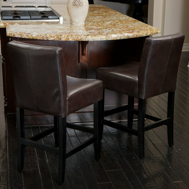 Lopez Brown Leather Counter Stools 2, Lopez Ivory Leather Counter Stools