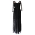thumbnail image 4 of Maxi Vestido Largo Cuello V Manga Larga Cómodo Maternidad para Mujeres Embarazadas Punto negro Baoblaze Vestido maxi fotografía, 4 of 8