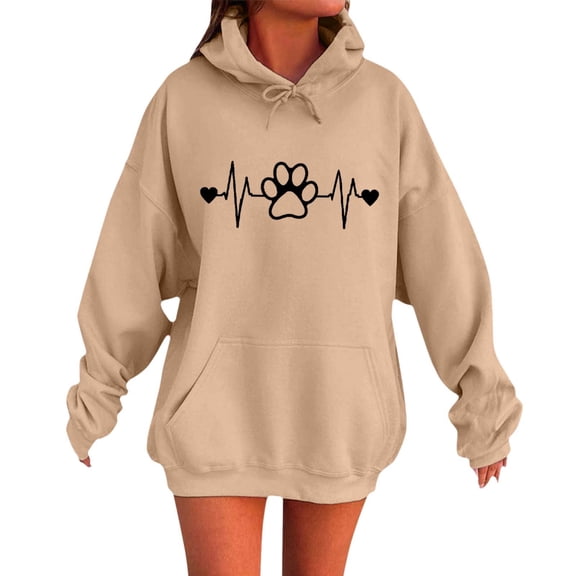 XIAONU Letter Print Hoodies For Women Drop Shoulder Hoodie Baggy Long Sleeve Oversized Drawstring Sweatshirt With Pockets