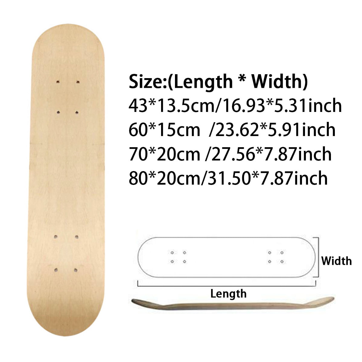 kennis Stoutmoedig houder 7-Layer Maple Blank Skateboard Deck Double Kick Concave Skate Deck Board  DIY Painting Skating Board | Walmart Canada