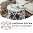 thumbnail image 4 of COZAYH Farmhouse Coffee Table, Rustic Round Coffee Table with X-Motifs Legs, Wood Textured Top, for Boho, French Country Decor, Antique White, 4 of 7