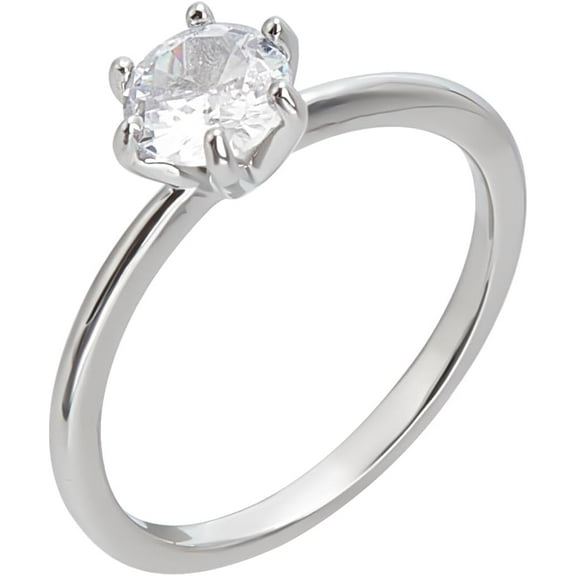 1pc Brass Micro Pave Cubic Zirconia Rings Plain Band Rings for Women Platinum Size 7(17.3mm)