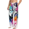 thumbnail image 2 of Balery Cool Colorful Wolf print Men's Pajama Pants,Ultra Lightweight Pjs,Lounge Pant-XX-Large, 2 of 9
