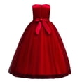 thumbnail image 7 of JUMEYU Girls Lace Embroidery Long Dress Sleeveless Flower Party Performance Evening Gown Dresses 4T 5T (Red,4-5 Years), 7 of 7