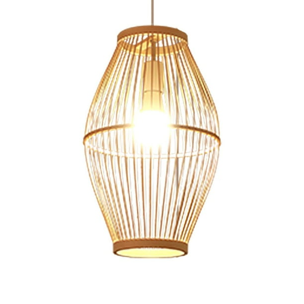 Lámpara colgante de techo de mimbre y bambú tejido, E27, para cafetería D 26x42CM