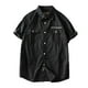 thumbnail image 2 of Blusa y camisa de manga corta con cuello vuelto para hombre, estilo informal, holgada, a la moda, con bolsillos y botones, para el trabajo, de poliéster., 2 of 6