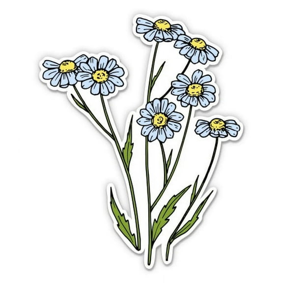 Daisies Pretty Wildflowers - 3" Vinyl Sticker - For Car Laptop I-Pad Phone Helmet Hard Hat - Waterproof Decal