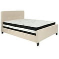 thumbnail image 2 of BizChair Full Size Three Button Tufted Upholstered Platform Bed in Beige Fabric with Mattress, 2 of 6