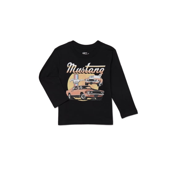 Ford Mustang Toddler Boys Crewneck Tee with Long Sleeves, Sizes 12M-5T