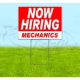 thumbnail image 1 of Now Hiring Mechanics (18" x 24") Yard Sign, Includes Metal Step Stake, 1 of 6