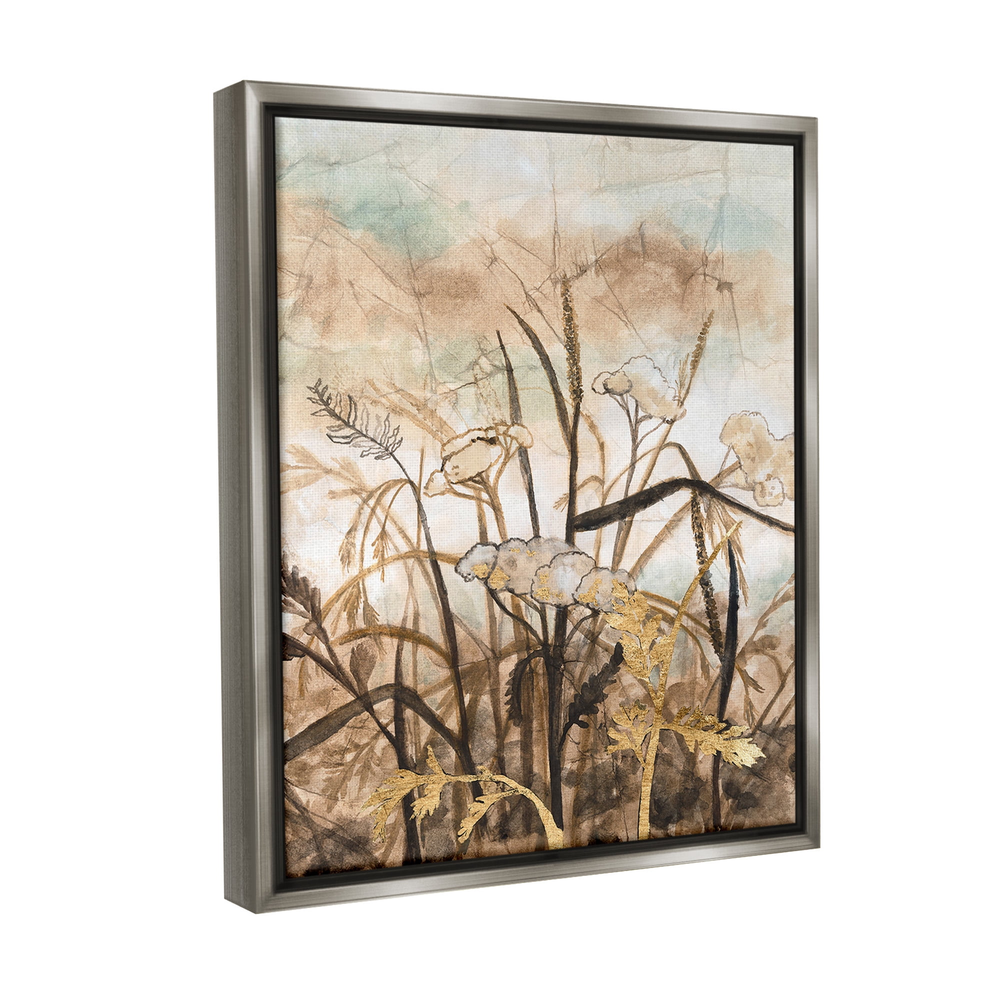 Stupell Industries Abstract Neutral Landscape Landscape Painting Gray Floater Framed Canvas Art Print Wall Art, 17 x 21