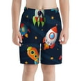thumbnail image 2 of Cauagu Spaceships and Stars Print Swim Trunks for Men,Youth Boys Swim Shorts Compression Liner Beach Shorts Boys' Swimming Shorts 7-20 Years Bathing Suit-Medium, 2 of 7