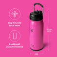 thumbnail image 2 of BOTTLE BOTTLE 16 oz sports water bottle stainless steel insulated kids water bottle with straw and pills holder for gifts and school viva magenta, 2 of 6
