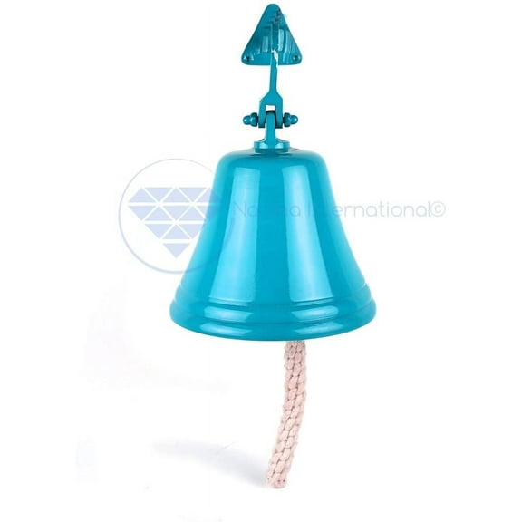 Navy's Nautical Ship's Aluminum Cast Premium Bell | Nursery Decor Gifts | Nagina International … (6 Inches, Ocean Blue)