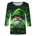 thumbnail image 4 of T-Shirt à Col Rond Imprimé de la Saint-Patrick pour Femmes, Manches Trois Quarts 3/4, Coupe Ample, 4 of 5