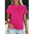 thumbnail image 4 of PRETTYGARDEN Womens Summer Tops Spring Casual Rolled Short Sleeve Basic Tees Crew Neck Work Shirts Fashion Clothing, 4 of 10