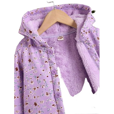 

Casual All Over Print Hooded Other Long Sleeve Lilac Purple Toddler Girls Coats (Girl s)