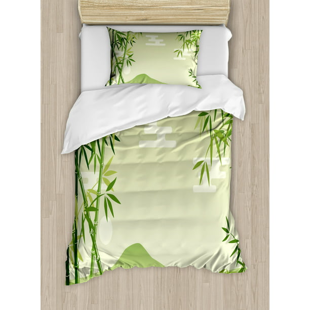 Green Leaf Duvet Cover Set Twin Size, Lime Green Duvet Cover Twin
