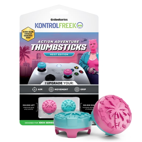 KontrolFreek Performance Thumbsticks - Heist Edition - For Xbox One and Xbox Series X Controller - Blue and Pink