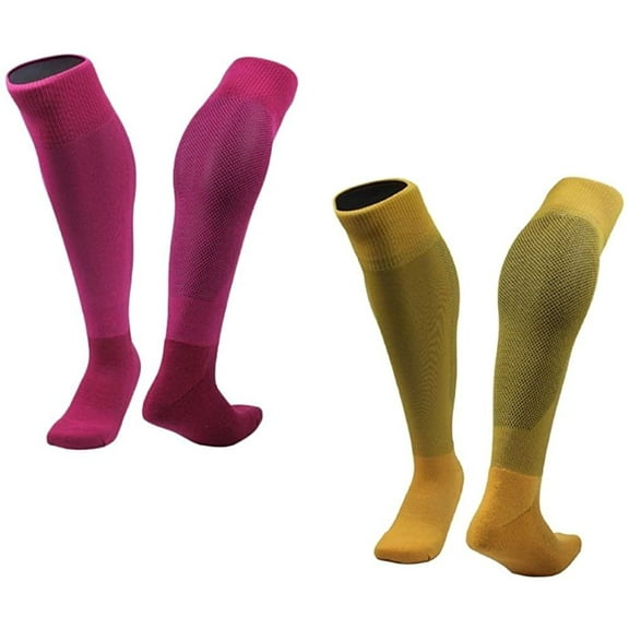 Lian LifeStyle 2 Pairs Exceptional Knee High Sports Socks for Soccer, Softball, Baseball and many other Sports XL0005 Size M Rose,Yellow