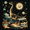 Black Dinosaur, variant on Yayeee Foldable Storage Basket for Shelves with Handles Waterproof Cloth Bins, Dark Star Map