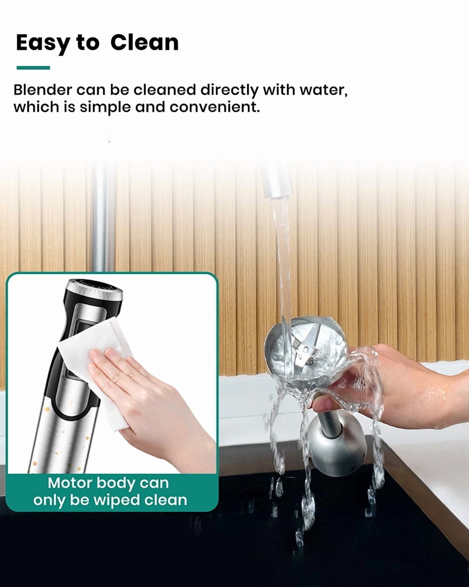 1800W Immersion Blender Handheld 4-in-1 Hand Blender Stick for Ice Crushing Smoothie, Baby Food, Soup, 8 Speed Hand Mixer Turbo Boost Stainless Steel Blade with Whisk, Chopper, Beaker
