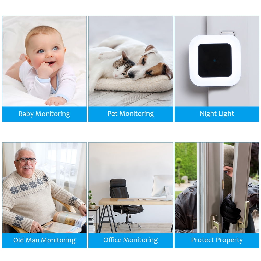 Plug-in WiFi Security Camera, 1080P HD Indoor Surveillance Camera with Night Vision, Motion Detection, and App Control for Home, Baby, Pet Monitoring
