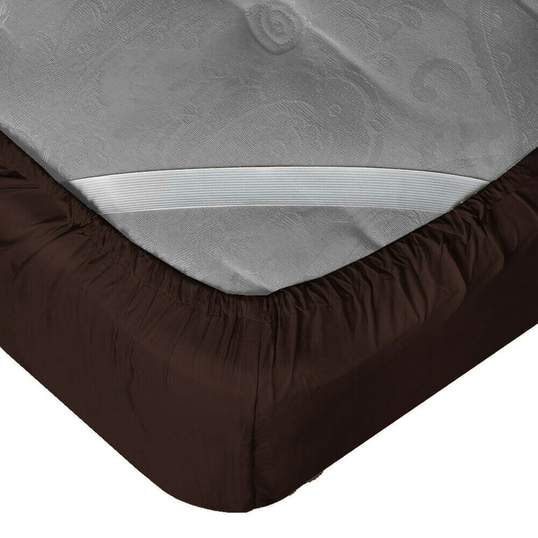 21” Extra Deep Pocket Ultra Soft Fitted Sheet Elastic All Around,  King-Chocolate