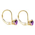 thumbnail image 2 of AoneJewelry Amethyst Gemstone Leverback Earring for Women| 14K Yellow Gold 7mm 1.65 Carat 2 Stone Round Cut Prong Setting Genuine Diamond, 2 of 5