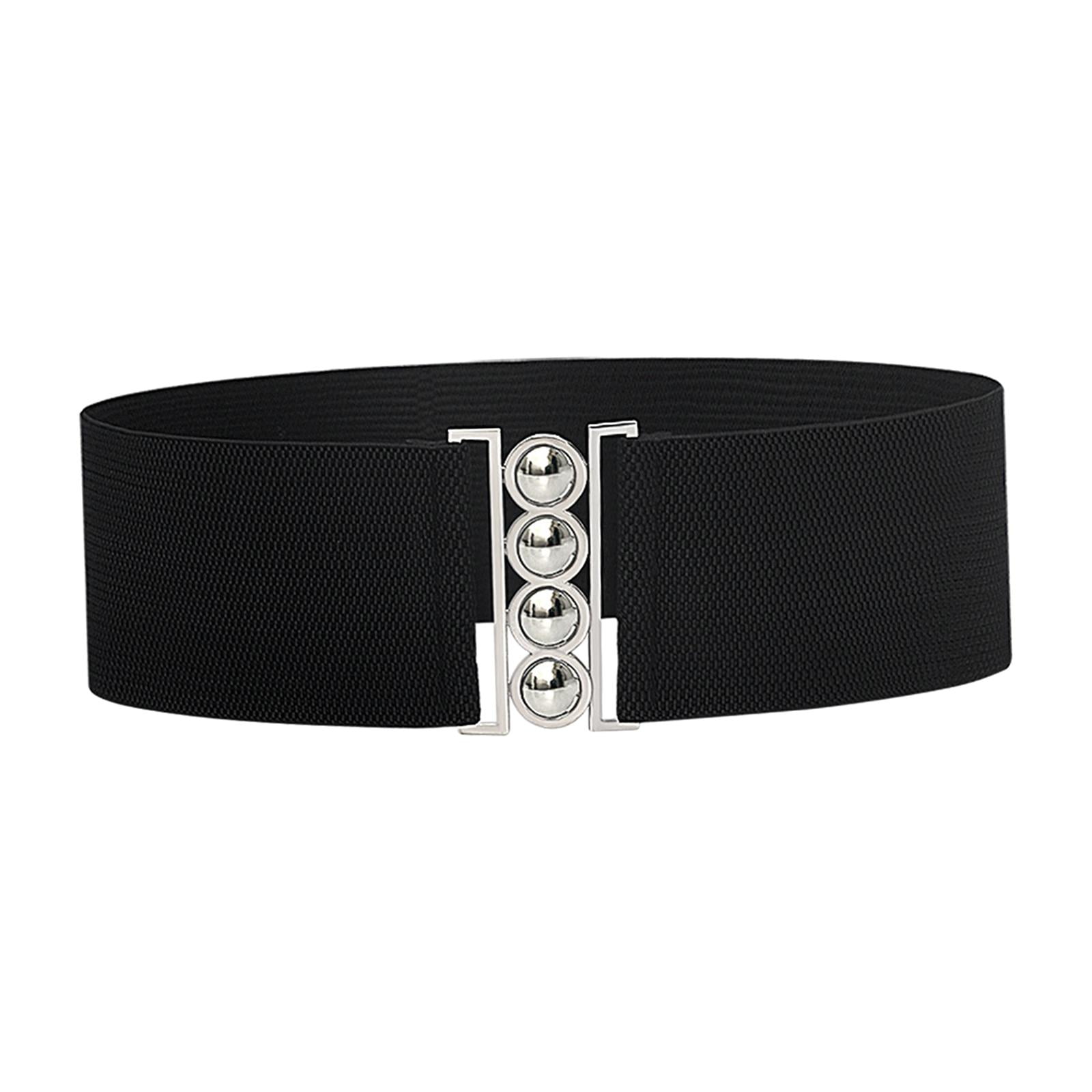 Wide Elastic Belt Waist Belt Cinch Stretch Female Simple Decoration Girdle Elegant Waistband Dress Belt for Women Ladies Black